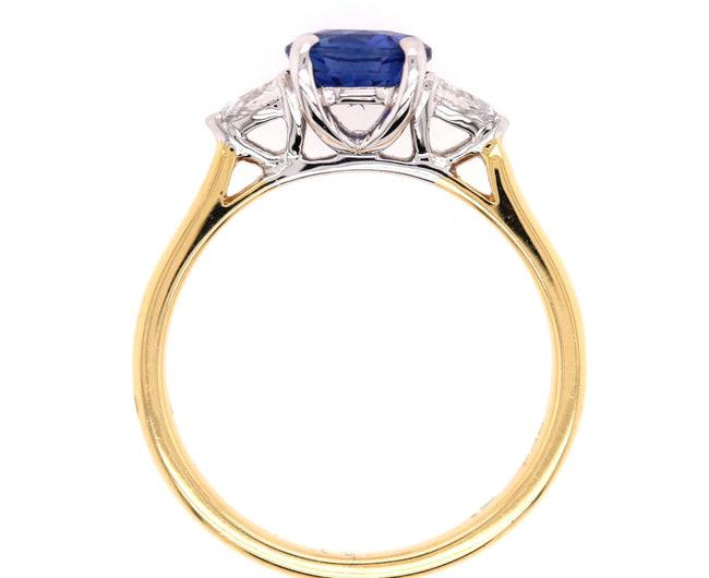 1.2ct Blue Sapphire with Diamond Engagement Ring - Holts Gems