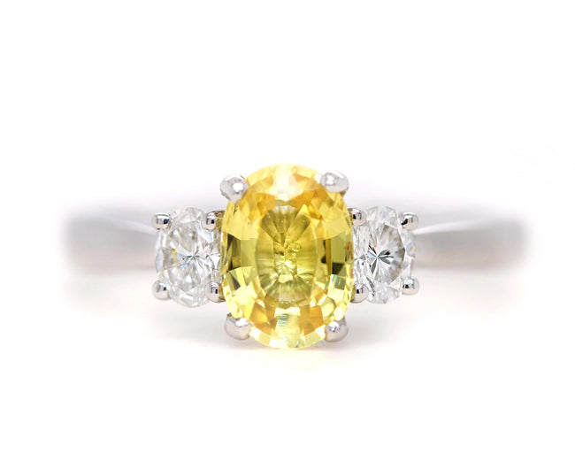 1.04ct Oval Yellow Sapphire and Diamond Engagement Ring - Holts Gems