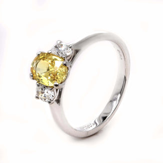 1.04ct Oval Yellow Sapphire and Diamond Engagement Ring - Holts Gems