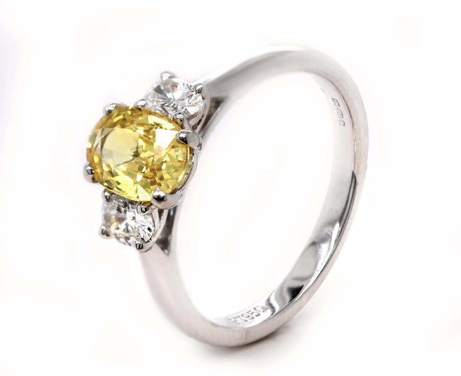 1.04ct Oval Yellow Sapphire and Diamond Engagement Ring - Holts Gems