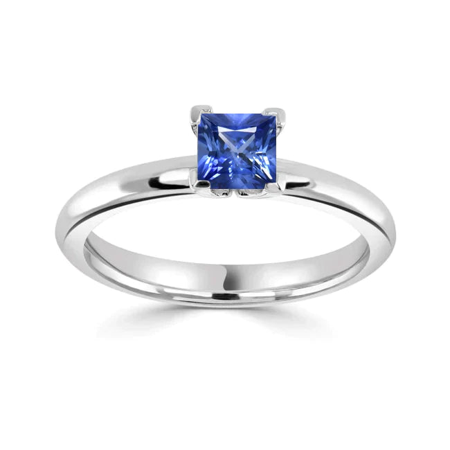 2.5ct Princess Cut Blue Sapphire Engagement Ring Solitaire 14k White Gold  Finish | eBay